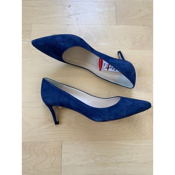 La CANADIENNE Shoes - NEW La Canadienne Pointed Toe Suede Navy Blue Heel BNWT Spain